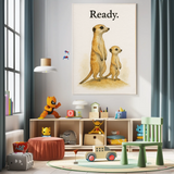 Ready Meerkat Family Watercolour Nursery Children's Room Wall Decor Print