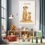 Loved Meerkat Family Watercolour Nursery Children's Room Wall Decor Print