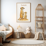 Loved Meerkat Family Watercolour Nursery Children's Room Wall Decor Print