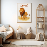 Loved Lion & Cub Nursery Children's Room Wall Decor Print