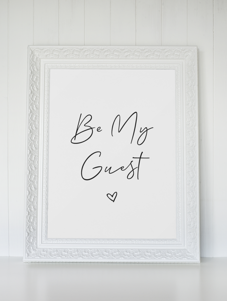 Be My Guest Heart Bedroom Guest Room Wall Decor Print