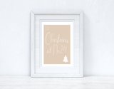 Christmas At No Beige Background Winter Christmas Seasonal Wall Home Decor Print