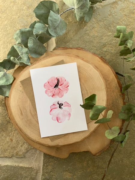 Double Pink Pumpkins Autumn Seasonal Wall Home Decor Print
