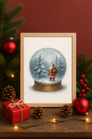 Santa Snow Globe Wall Art – Festive Winter Wonderland Christmas Print