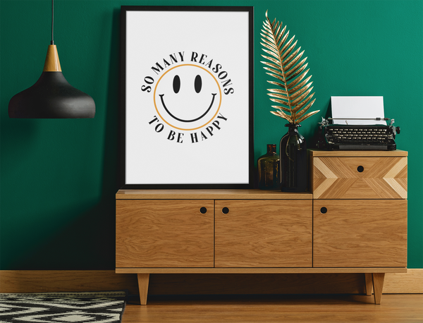So Many Reasons To Be Happy Boho Hippie Simple Home Wall Decor Print