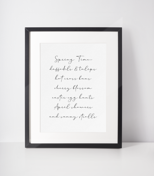 Spring Time List Fancy Font Spring Easter Seasonal Wall Home Decor Print