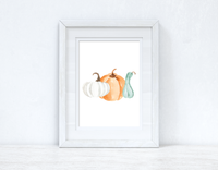 Watercolour Pumpkin Trio Set New Autumn Seasonal Wall Home Decor Print
