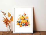 Watercolour Pumpkins Seasonal Wall Home Decor Print