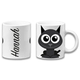 Adorable Black Cat Personalised Your Name Gift Mug