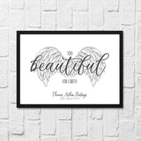 Personalised Baby Infant Loss Angel Wings Wall Decor Keepsafe Print