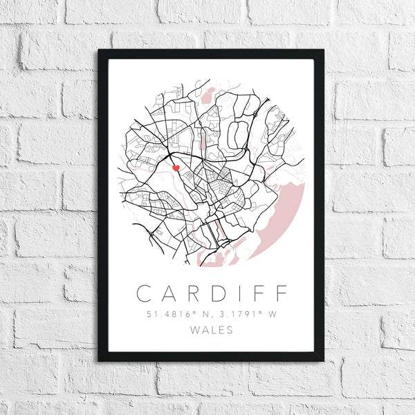 Couple Personalised Valentines Love Engagement Wedding Any Place Circle City Print Coordinates Wall Decor Print